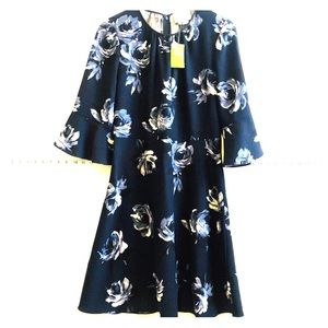 Kate Spade Night Rose Crepe Dress Floral Navy NWT!